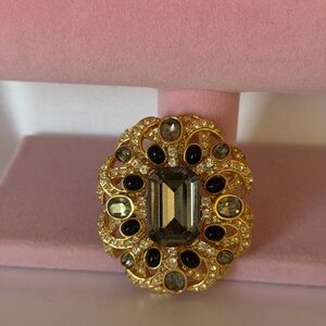 Vintage Ciner Emerald-Cut Rhinestone Floral Brooch